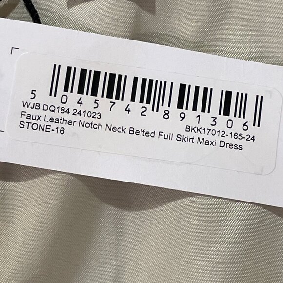 KAREN MILLEN NWT Faux Leather V-Neck Belted Full Skirt Maxi Dress Cream Size 12 - Picture 10 of 13